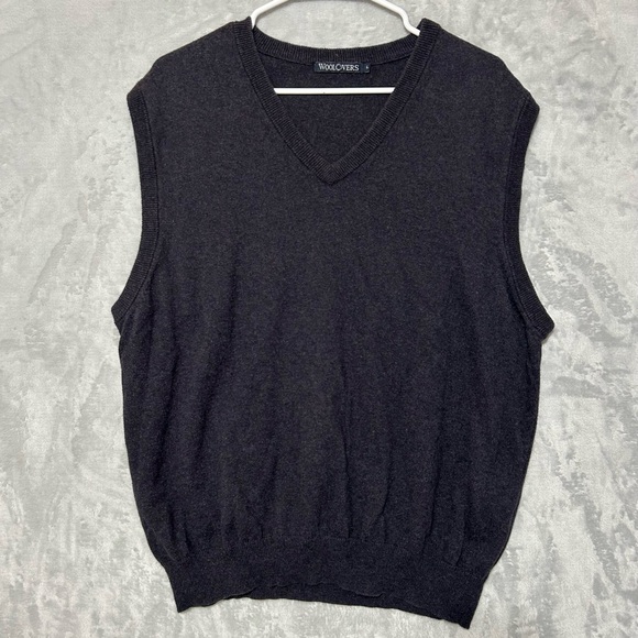 WOOLOVERS Mens Vest Large Cashmere Blend Jumper Tank Top Grey Good Cond v neck - Picture 1 of 6